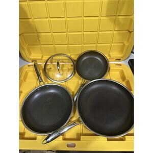 HEXCLAD 4 Piece Nonstick Stainless Steel Frying Pan Set 8,10" And 12" MSRP $500